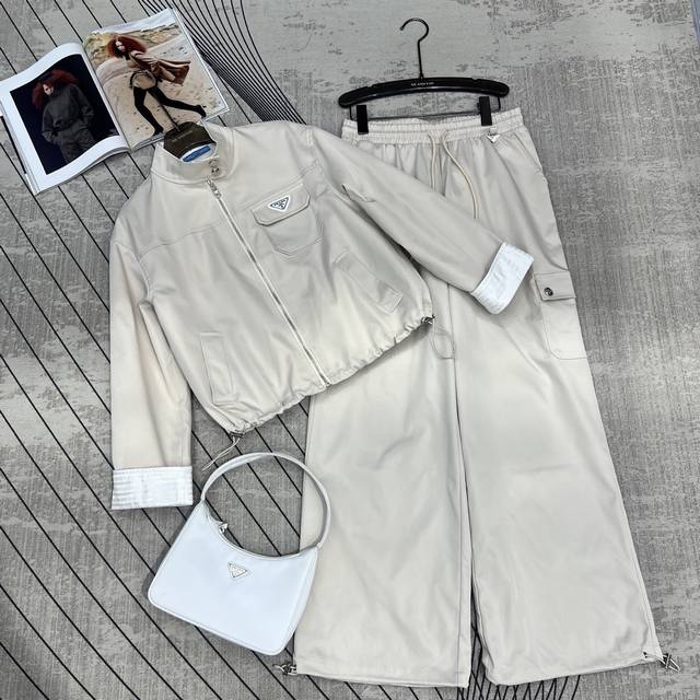 Pr14* 25Ss New autumn and winter jacket and trousers suit classic triangle logo
