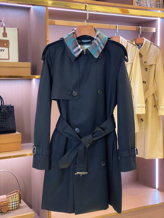 Bur Women's Short Gabardine Trench Coat with Detachable Collar Bur's flagship pr