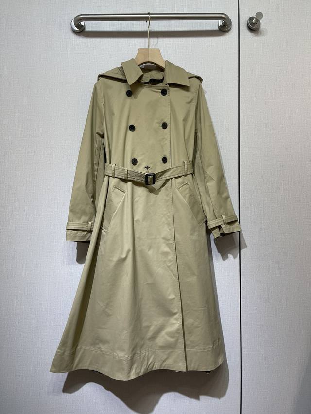 Super cool D25 new style for early spring, classic khaki color, hooded belted lo