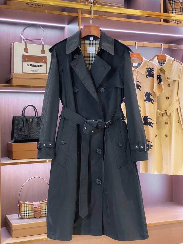 Bur Women's Kensington-Fit Taffeta Midi Trench Coat, Black DDD. Bur's flagship p