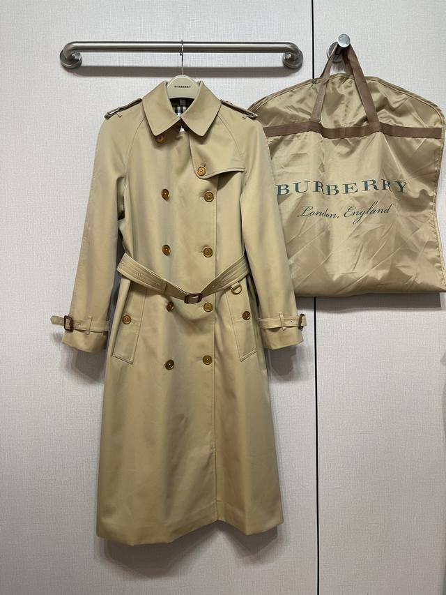 Burber-Y Long Trench Coat with Plaid Collar and Metal Buttons. Includes counter