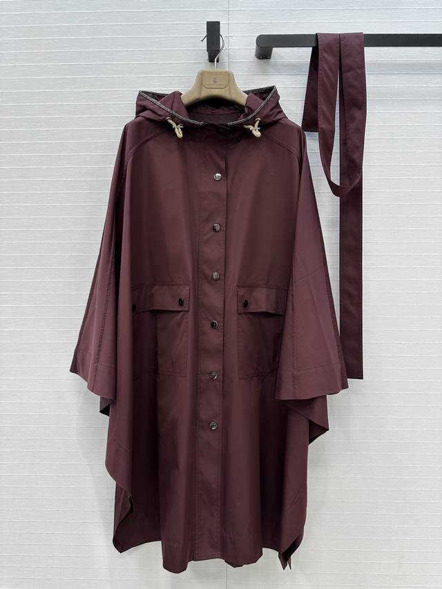 Exclusive debut of BC's new casual, vintage-inspired hooded cape trench coat. T