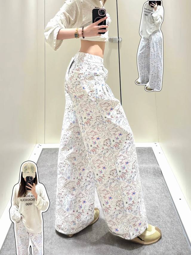 New Latest Ch 25New Fish Crayon Painting Jeans Size: Sml DDD