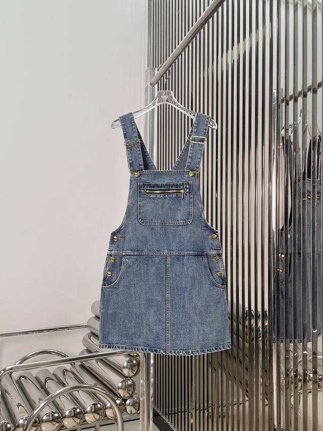Actual photos Latest Ce 25New Arc de Triomphe washed distressed denim overalls