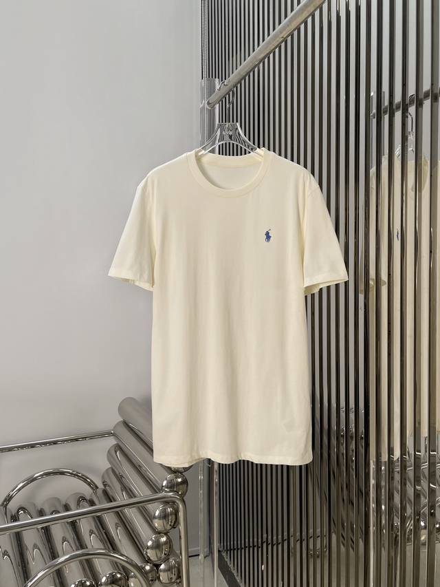 Real photos Latest Rl 25New pony embroidered cream T-shirt Size: Sml DDD