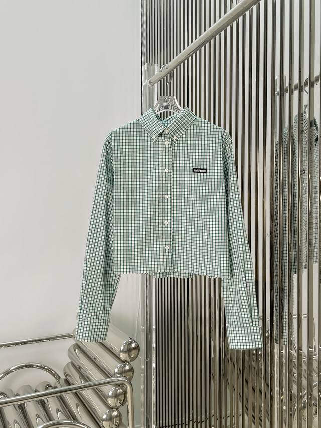 Real photos of the latest Miu 25New Emerald Stone Check Shirt Size: Sml DDD