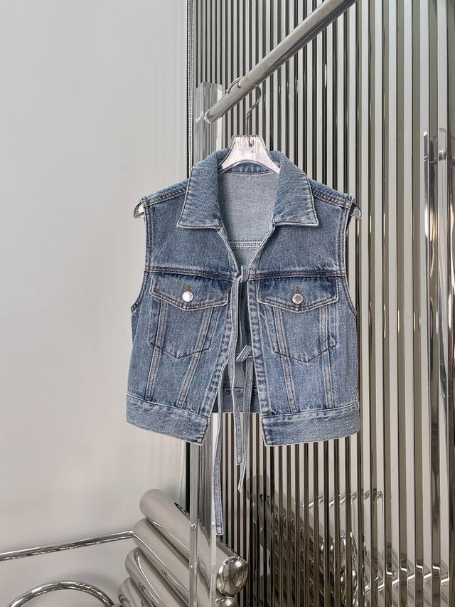 Actual photos Latest Aw 25New diamond-covered denim lace-up vest Size: Sml DDD