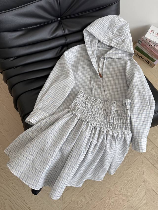 Niche Design 25 Early Autumn Retro Plaid Set with Hooded Shirt and Elastic Skir