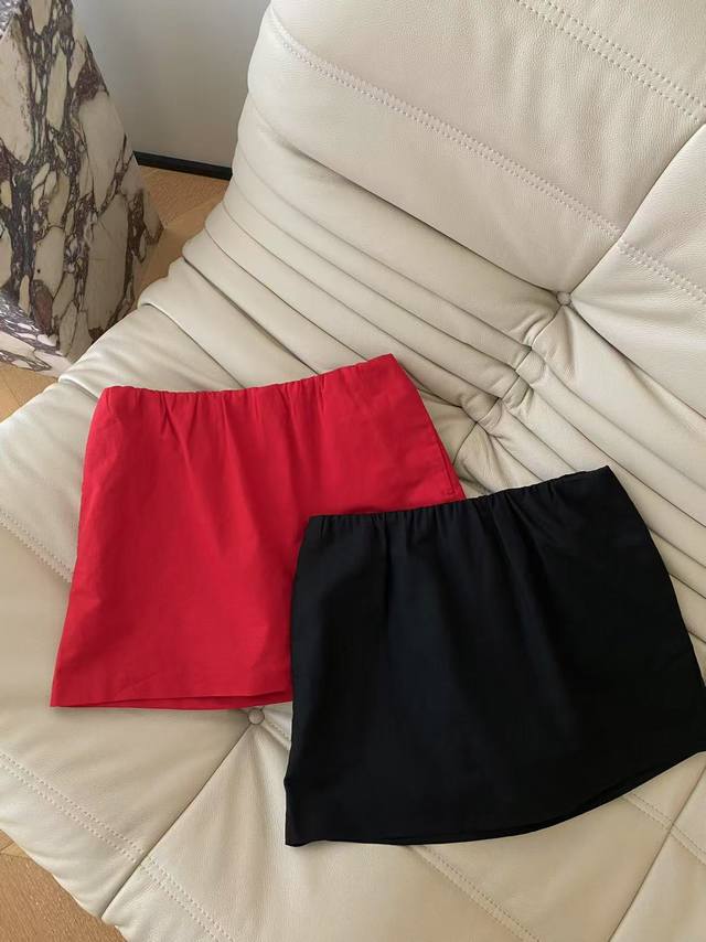 25Ss Spring and Summer Linen Cotton Mini Pants Skirt Mid-waisted design with out