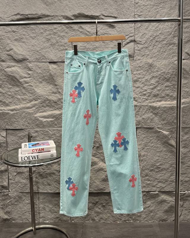 Chrome Hearts London Exclusive Dopamine Light Blue Leather Jeans, the same pair