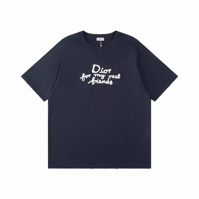 Dior 2025 Ss new style friend's signature embroidered short-sleeved T-shirt. Thi
