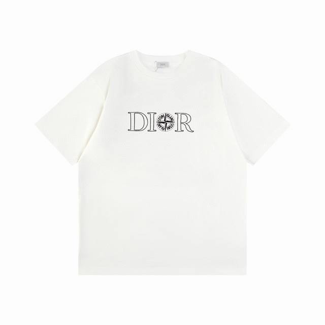 Dior 2025 SS new Stone Island co-branded embroidered short-sleeved T-shirt. This