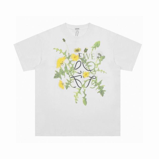 Top OEM qualityLoewe 24Ss floral print embroidered Logo short-sleeved T-shirtNo