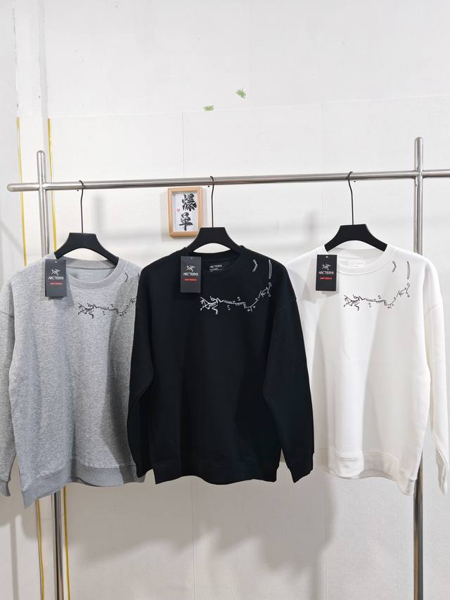 Item No. 9166 Plush 10 2025Ss Arc'teryx New Cotton Embossed Print Sweatshirt Hea