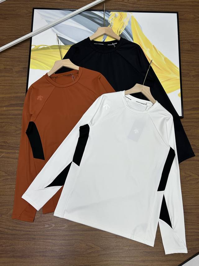 Descente men's long-sleeved training and fitness t-shirt, a new style for couple