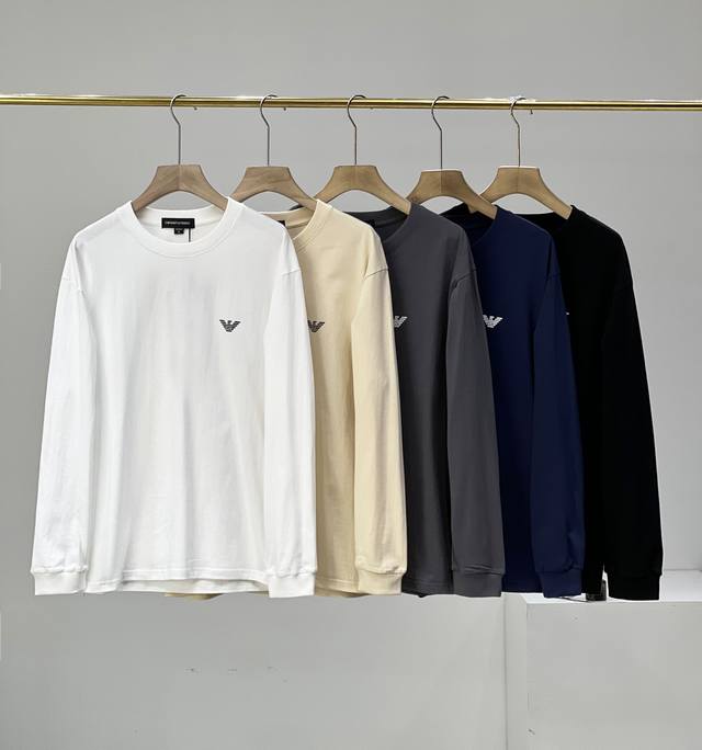 For Emporio Armani Men's Classic Collection Long-sleeved Crewneck. Made from 36