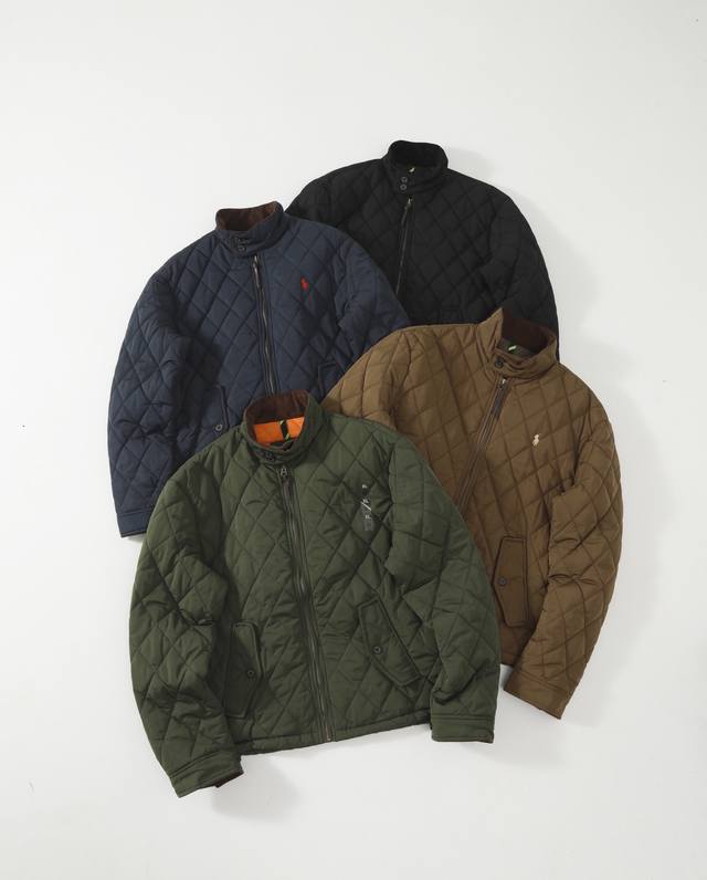 Details# Ralpah Lauren diamond plaid stand collar old cadre cotton jacket, unise