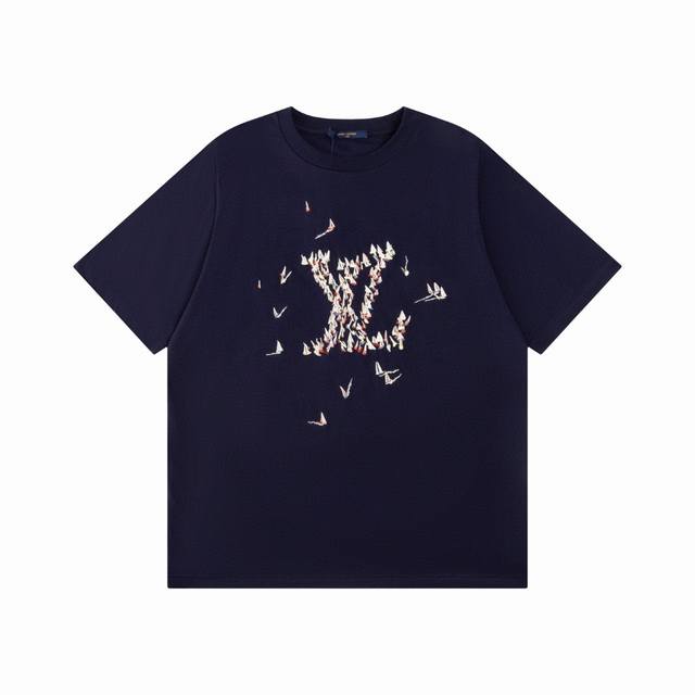 Louis Vuitton 2025 Ss Lv Sailboat Embroidered Lettering Short-Sleeved T-shirt. T