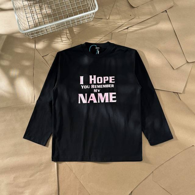 Synchronous official website We11Done autumn simple letter print unisex long-sle