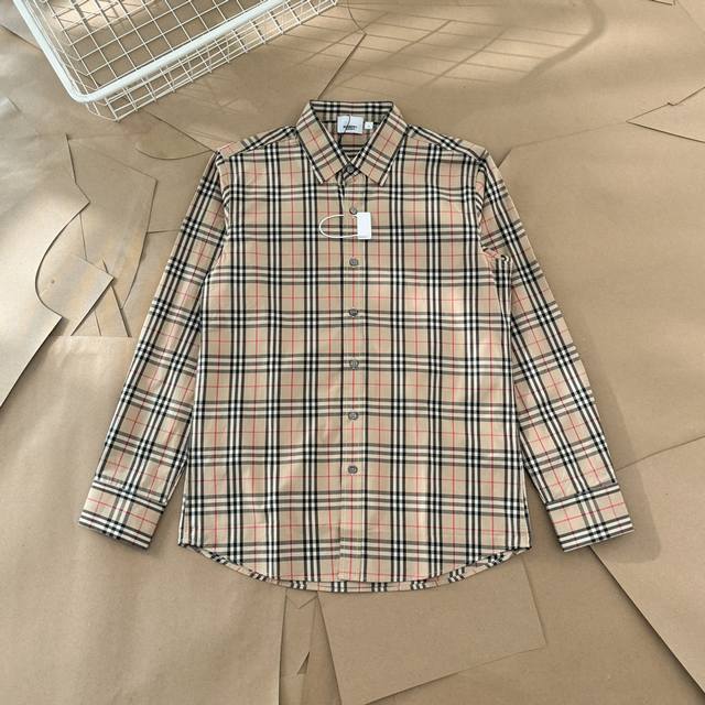 Top version Burberry Bbr classic small and medium plaid long-sleeved red line st