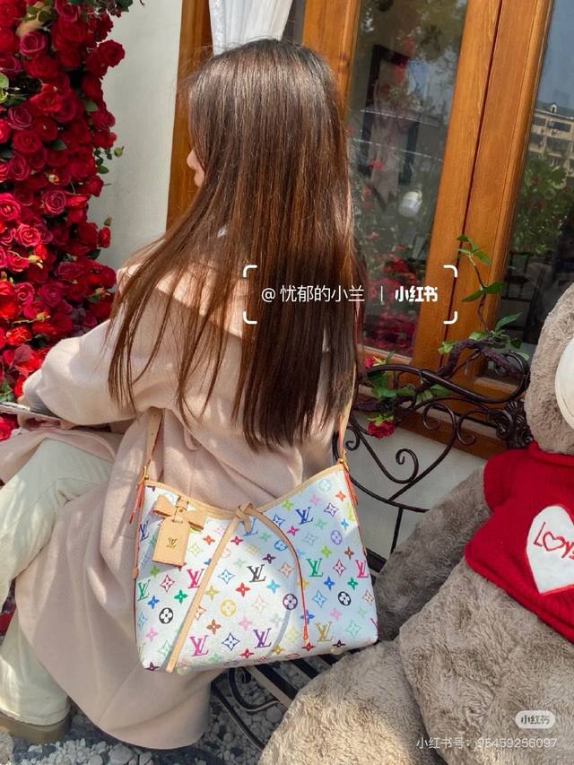 Lv Murakami Takashi white tri-color Carryall It is extremely beautiful and can h