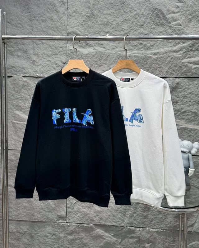 Fila Fila's new 2025 Fall knitted crewneck terry sweatshirt, a casual couple's s