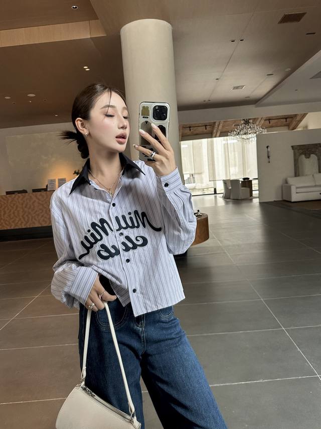 Miumiu Miu Miu 25Ss new shirt with burnt flower logo embroidery shirt, invincibl