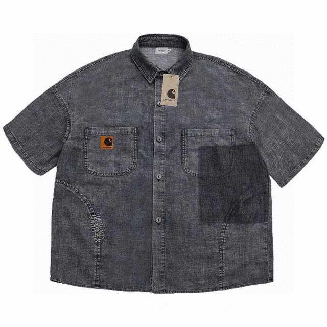 Carhartt Carbon Gray Retro High Quality Embroidered Logo Elements Distressed Sho