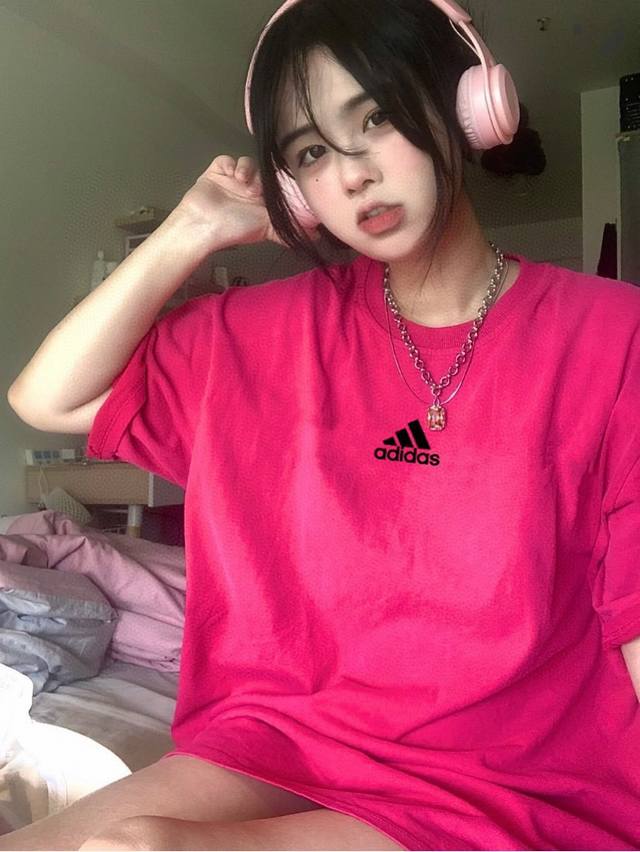 Adidas High Weight Dragon Fruit Color Cotton Straight Print T-shirt Short Sleeve