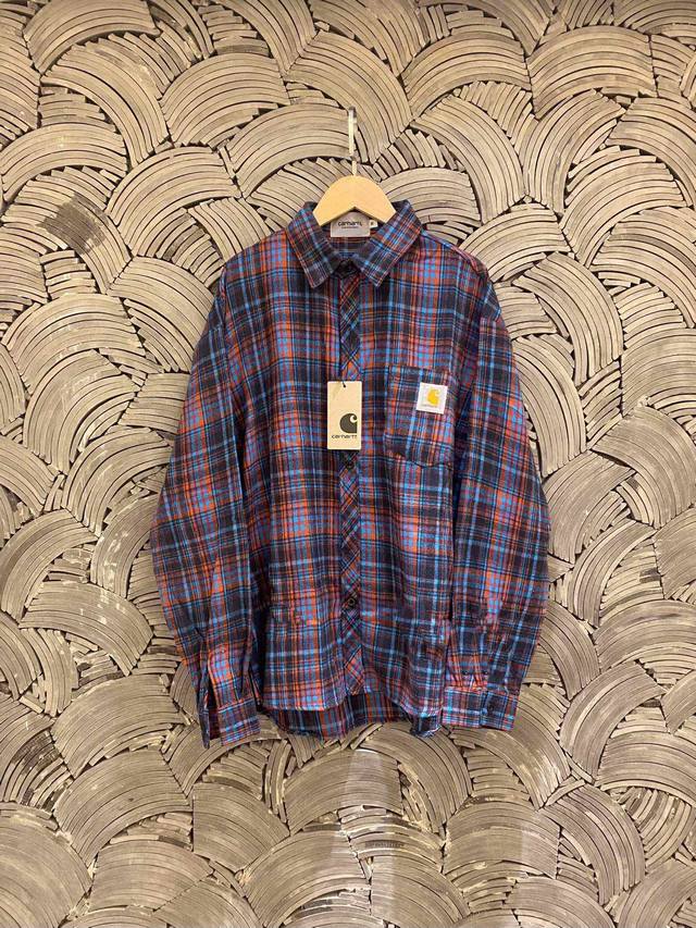 Carhartt high-quality plaid embroidered label pure cotton brushed plaid elements