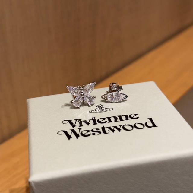 Vivienn Queen Mother Saturn Butterfly Ab earrings are so exquisite and versatile