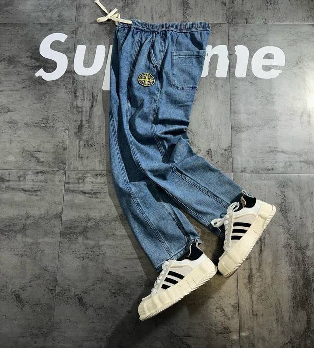 Stone Island classic embroidery patchwork spring heavyweight couple trousers Sim