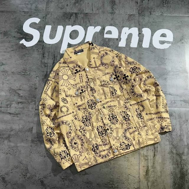 Chrome Hearts full print 2025 autumn new vintage denim jacket The fabric is mad