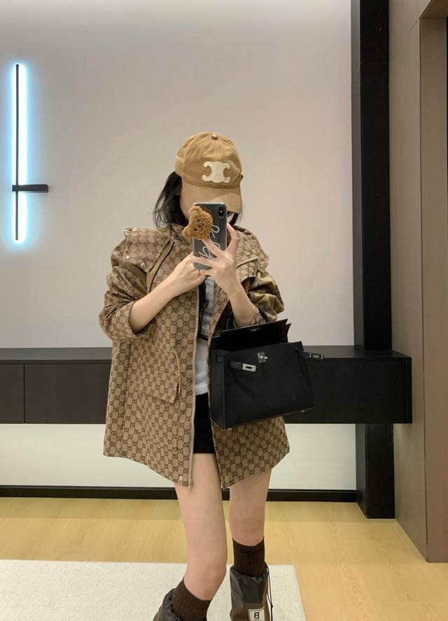 New Arrival Gucc* Gucci 25Ss new jacquard-patterned trench coat with workwear h