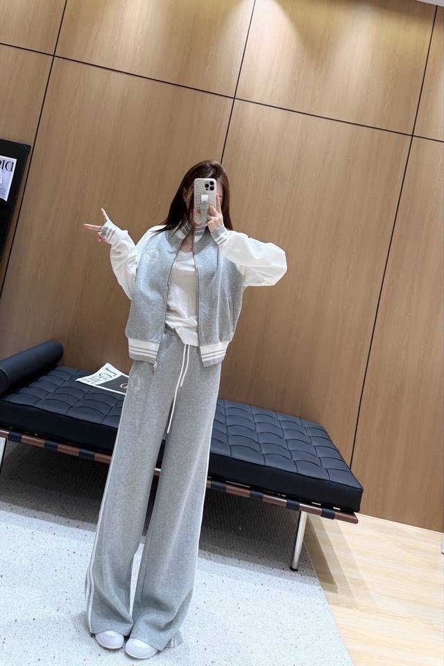 New set Ch Croce contrast color stand collar zipper sweatshirt with elastic wai