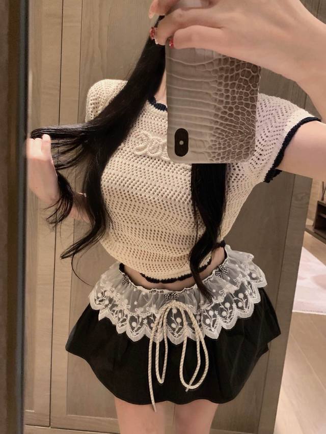 New Arrival Ce Celine 25. Autumn New Arc de Triomphe Hand Crochet Logo Contrast