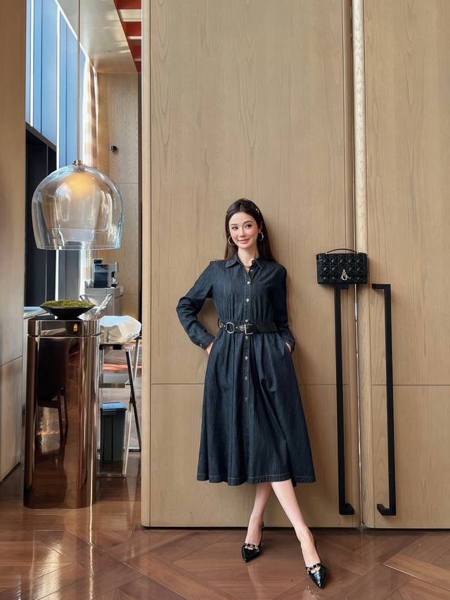 New arrival Cd Dior 25Ss latest spring and summer long denim dress Custom denim
