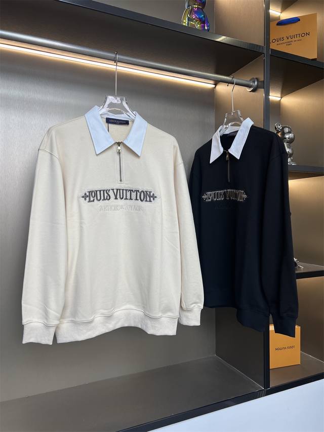 Price: Louis Vuitton 2025Fw new half-zip logo couple's casual stand-up collar s