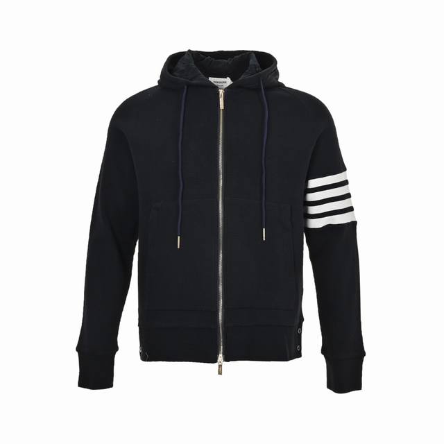 Thom Browne classic waffle zipper jacket is made of 420g custom-woven and custom