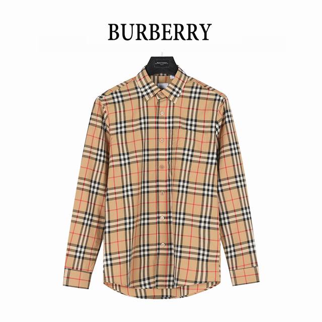 Burberry classic chest pocket plaid long-sleeved shirtThe fabric is made of doub