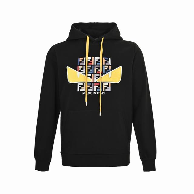 Fendi 25Fw Ff Letter Print Towel Eye Patch HoodieThis Fendi hooded sweatshirt fe