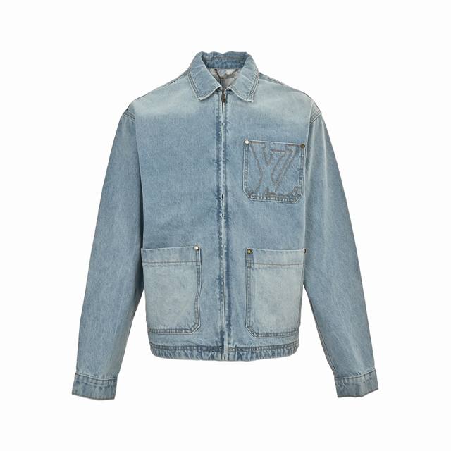 Louis Vuitton 25Fw embroidered pocket denim blue jacket. Made from original G de