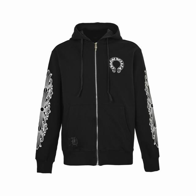 Chromehearts Miami Limited Edition Horseshoe Zip Hoodie Made of 430g double-stra