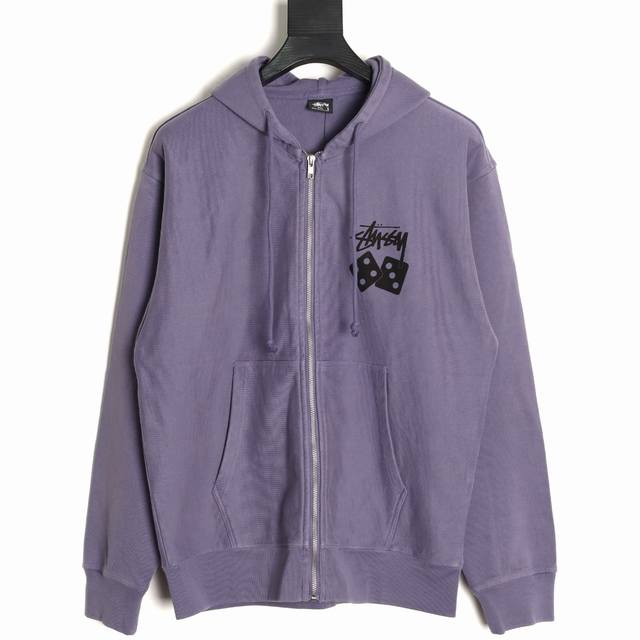 Stussy 25Fw dice print zipper jacket . 500g heavyweight cotton, thick and opaq