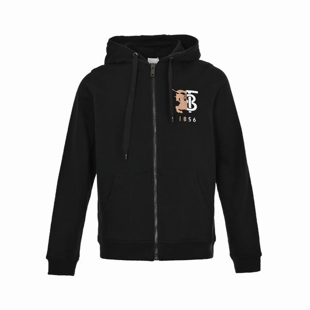 Burberry 23Fw embroidered warhorse logo zippered sweatshirt jacket. Made from pr