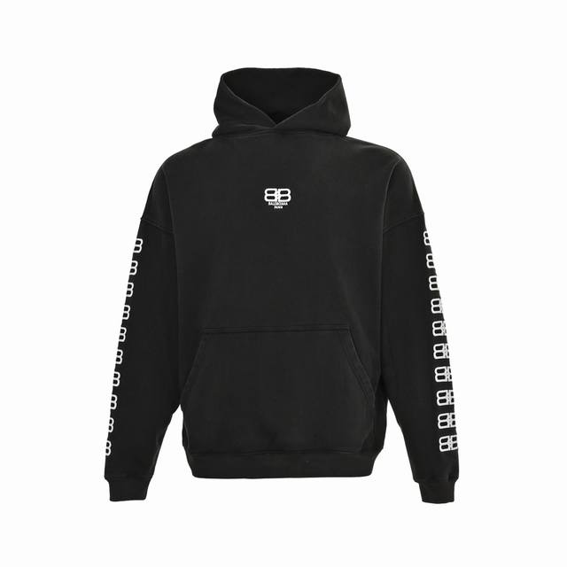 Balenciaga Double B embroidered washed hooded sweatshirtThe fabric is made of Pa