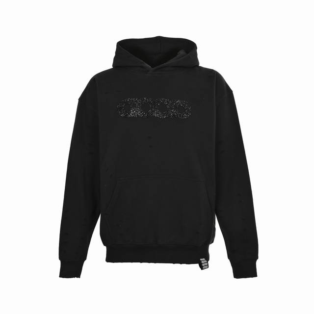 Good Brand 25Ss Hot-drilled Logo Hoodie Fabric: Made of 500g ultra-high-quality