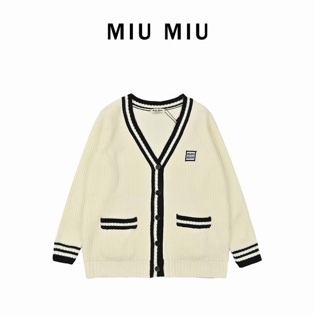Miumiu 24Ss Logo Contrast Cardigan Sweater . Originally purchased for 25,800, t
