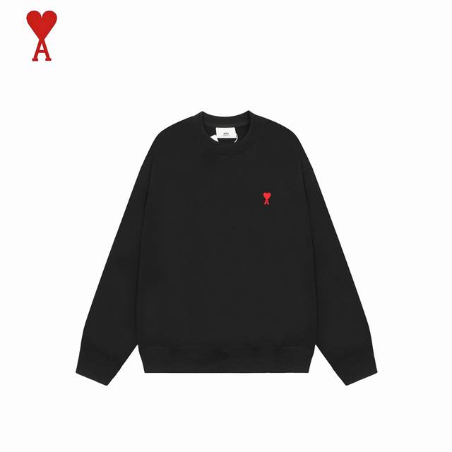 Ami Amy Ss Macaron Heart Embroidery Round Neck Small Heart SweatshirtPutting asi