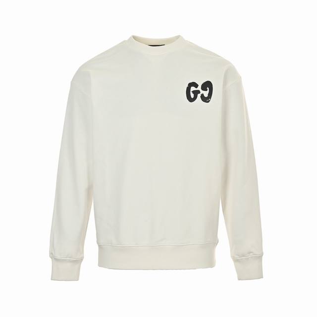 Gucci 24Fw hand-painted graffiti logo crewneck sweatshirt420g cotton fabric, cus